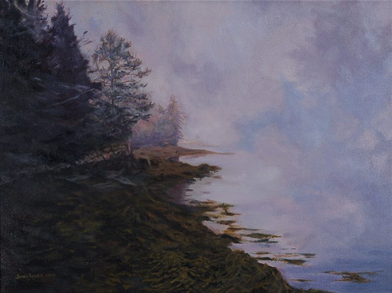 beautiful oil painting of morning fog