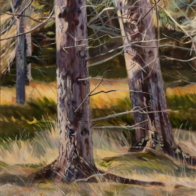 oil painting of a dry tree by Joan