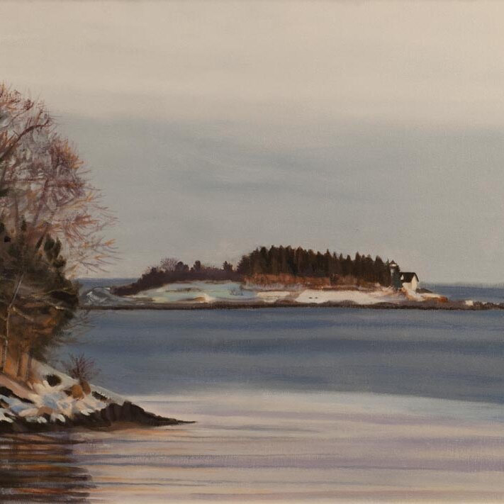 Oil painting of small island by Joan