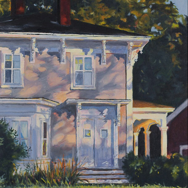 beautiful oil painting of a porch