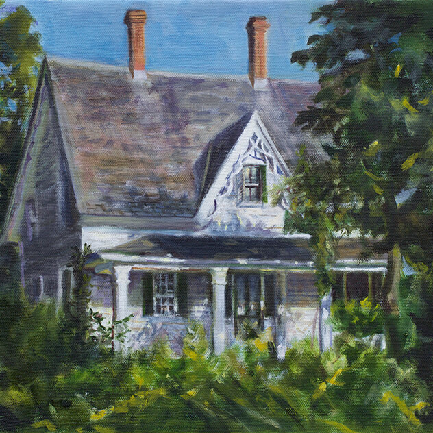 beautiful oil painting of Sandy Oliver house