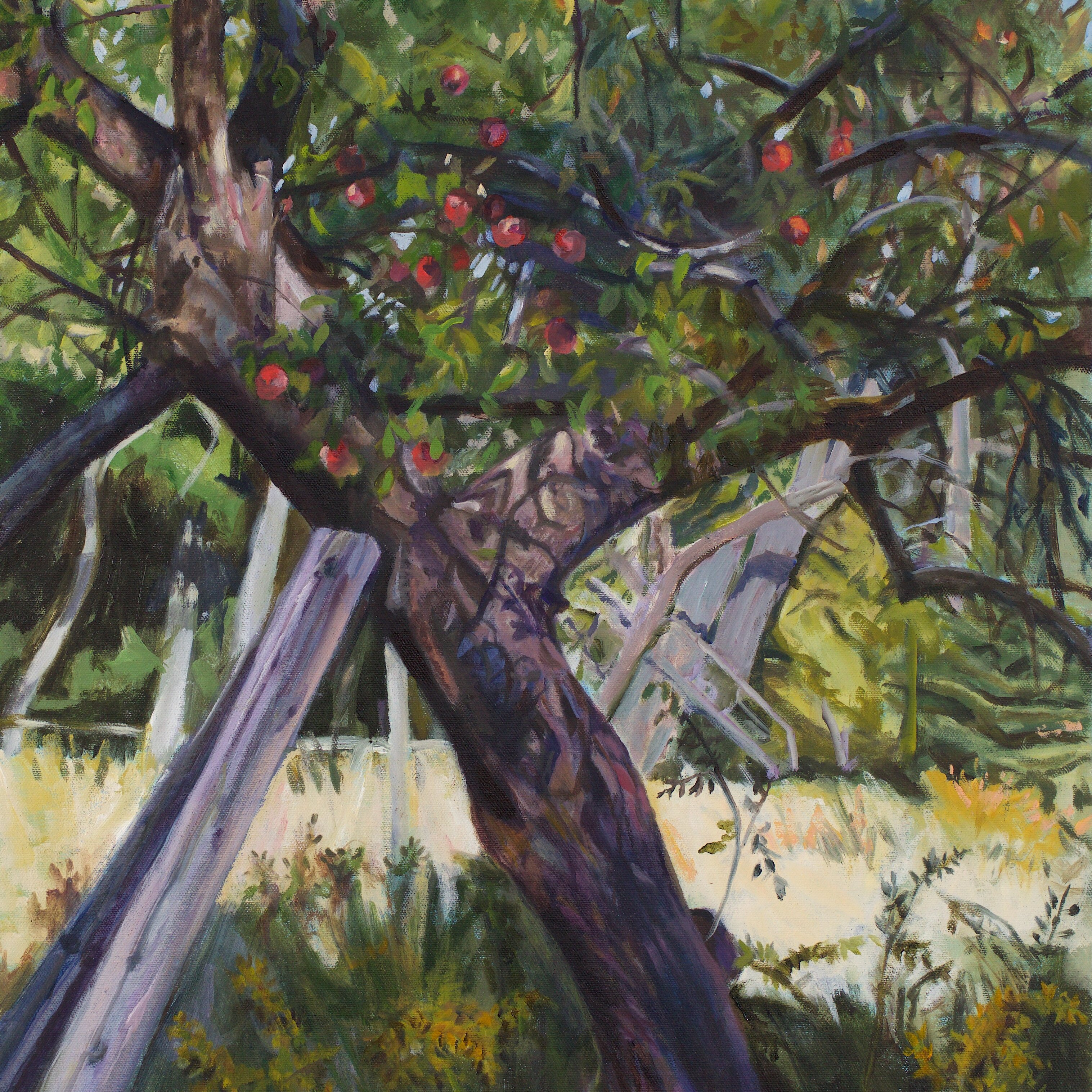 Beautiful Oil painting of a charry plant