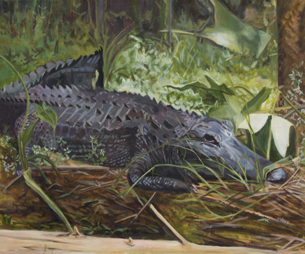 Picture of an Oil painting of a crocodile