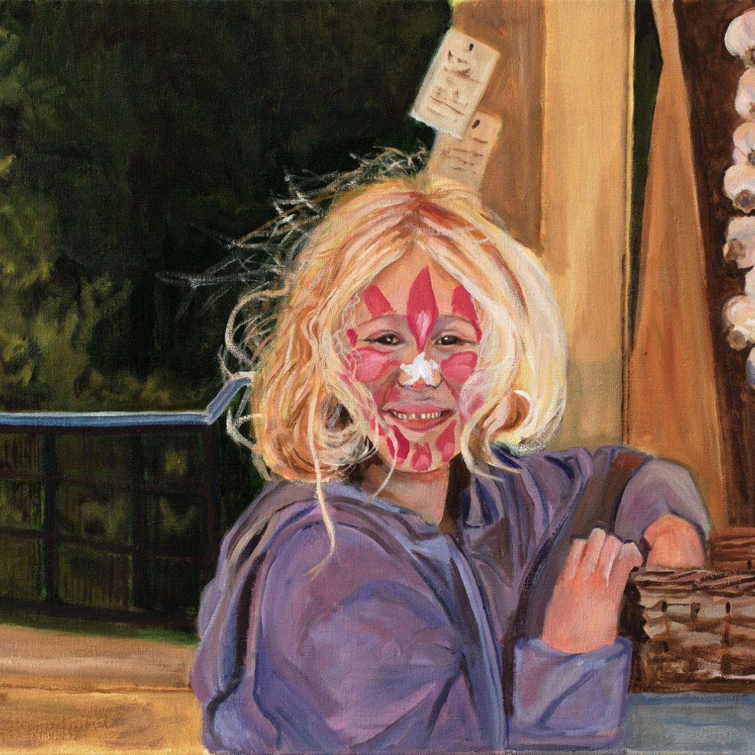 Painting of a garlic girl with the smile