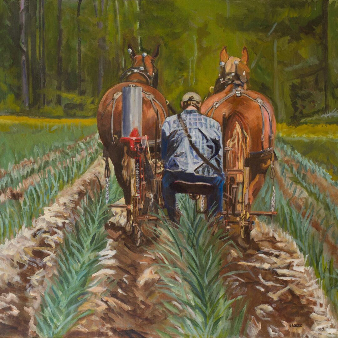 oil painting of a garlic man in farmer