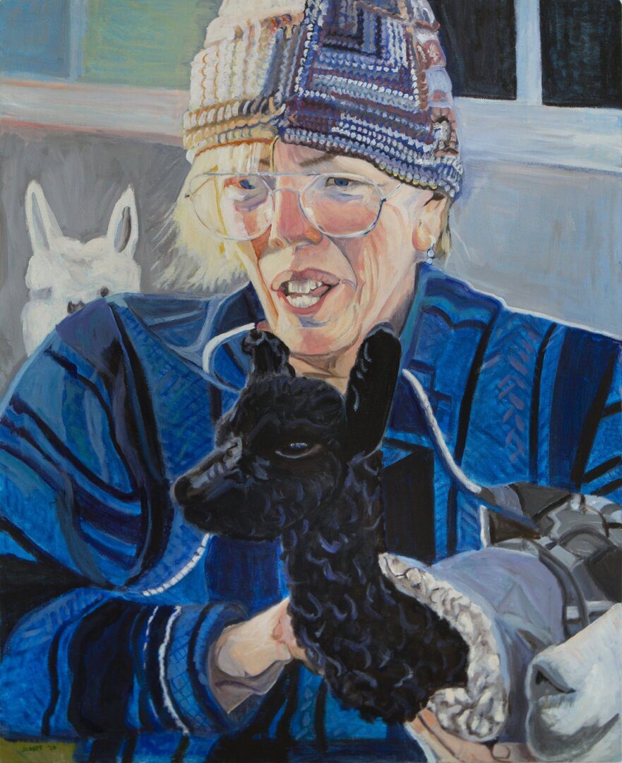 Painting of a man with his dog image