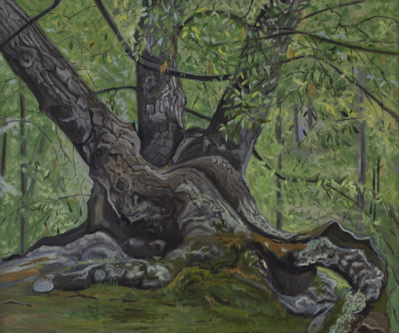 Oil painting of a scary tree image