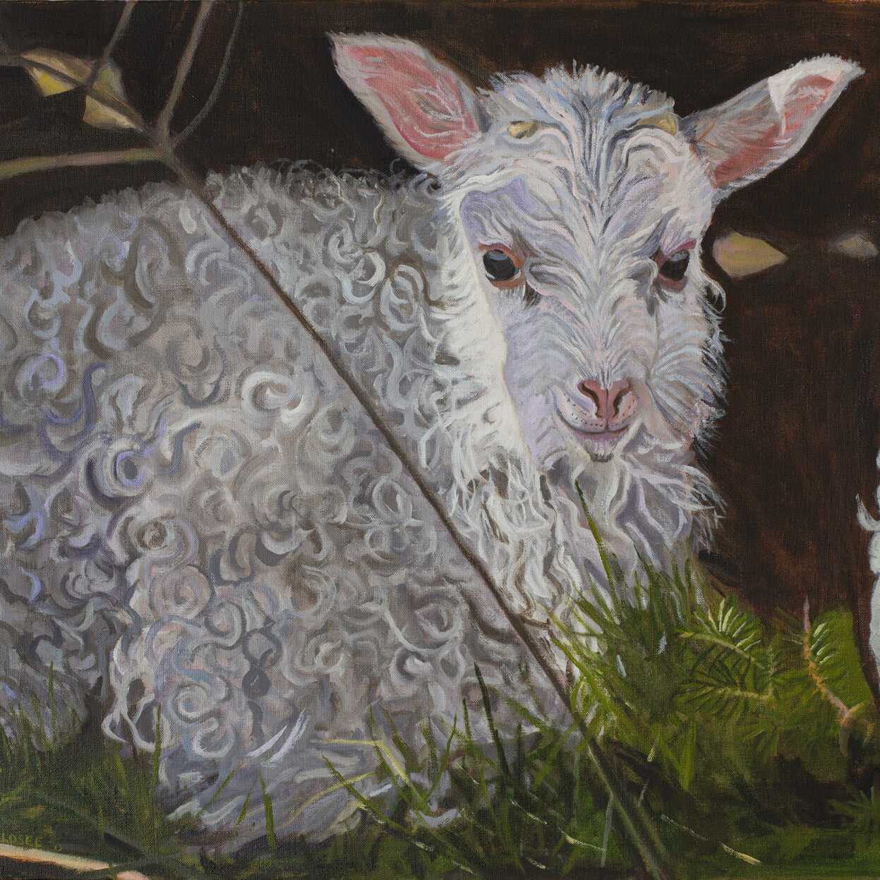 Painting of an Adorable Spring Lamb
