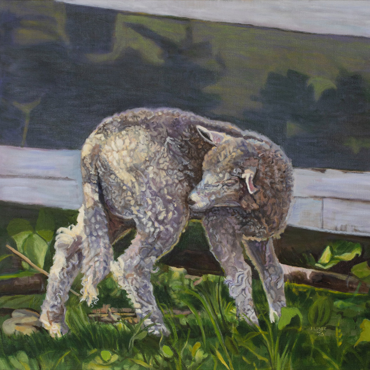 Image of an oil painting of spring lamb