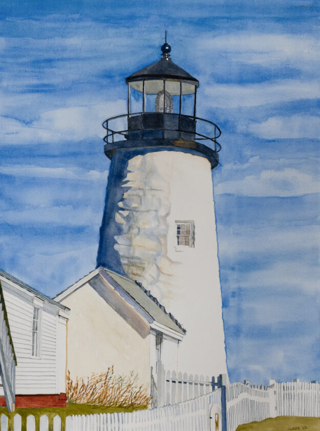 Oil painting of a Pemaquid Lighthouse