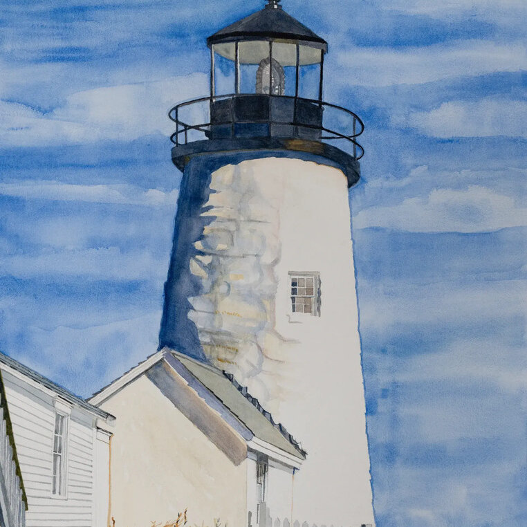 Oil painting of a Pemaquid Lighthouse