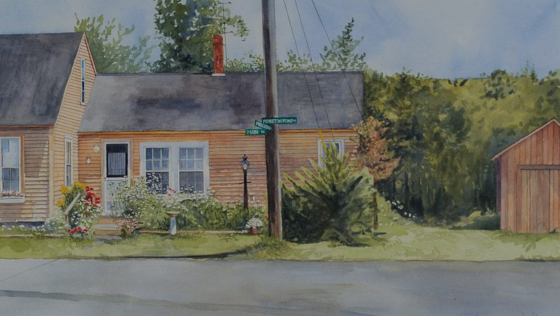 House with garden and street sign.