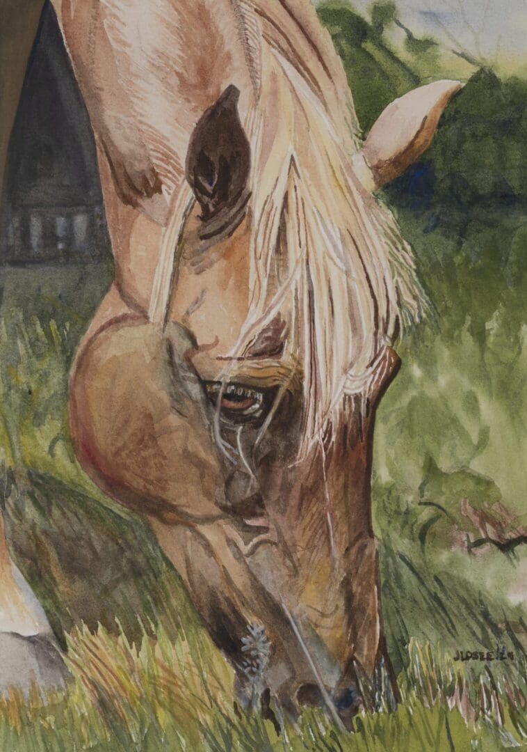 Horse Grazing 10_x14_ Watercolor