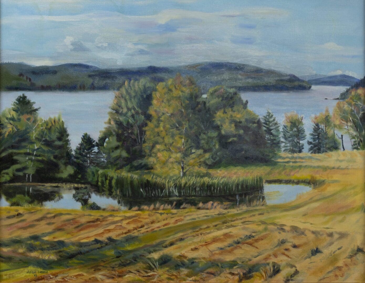 View from Islesboro to Mainland Fall 36_x30_ Oil on Canvas