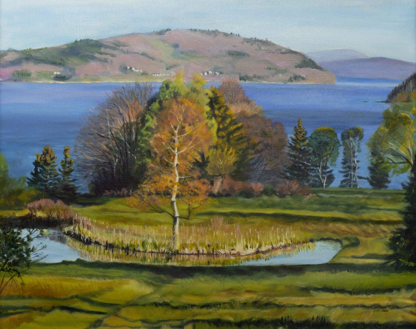 View from Islesboro to Mainland Spring 36_x30_ Oil on Canvas