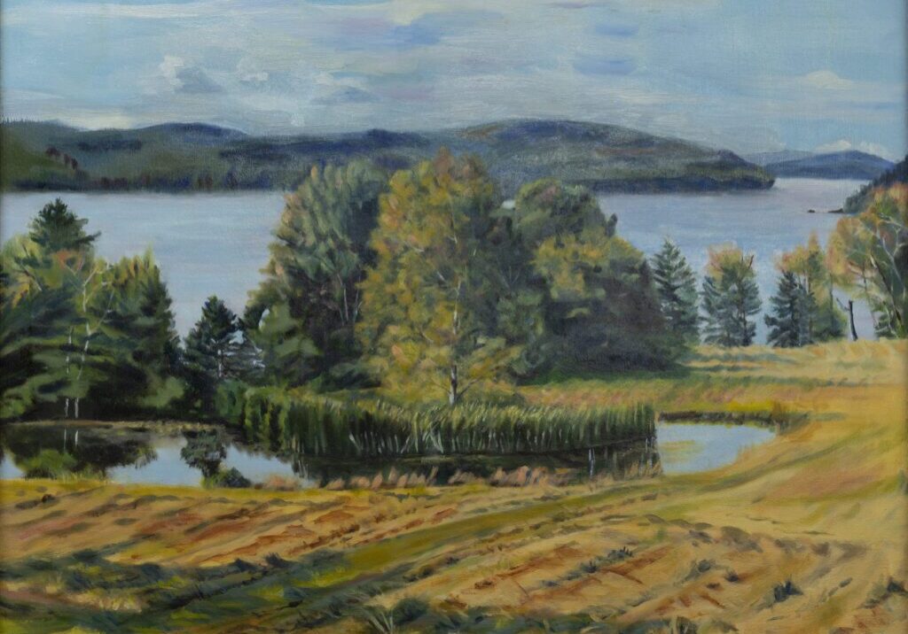 View from Islesboro to Mainland Fall 36_x30_ Oil on Canvas
